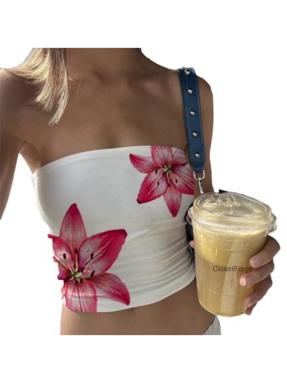 Women's Floral Tube Top Strapless Sleeveless Bandeau Crop Top